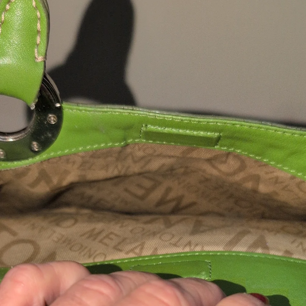 ANTONIO MELANI Green Satchel with Silver Accents